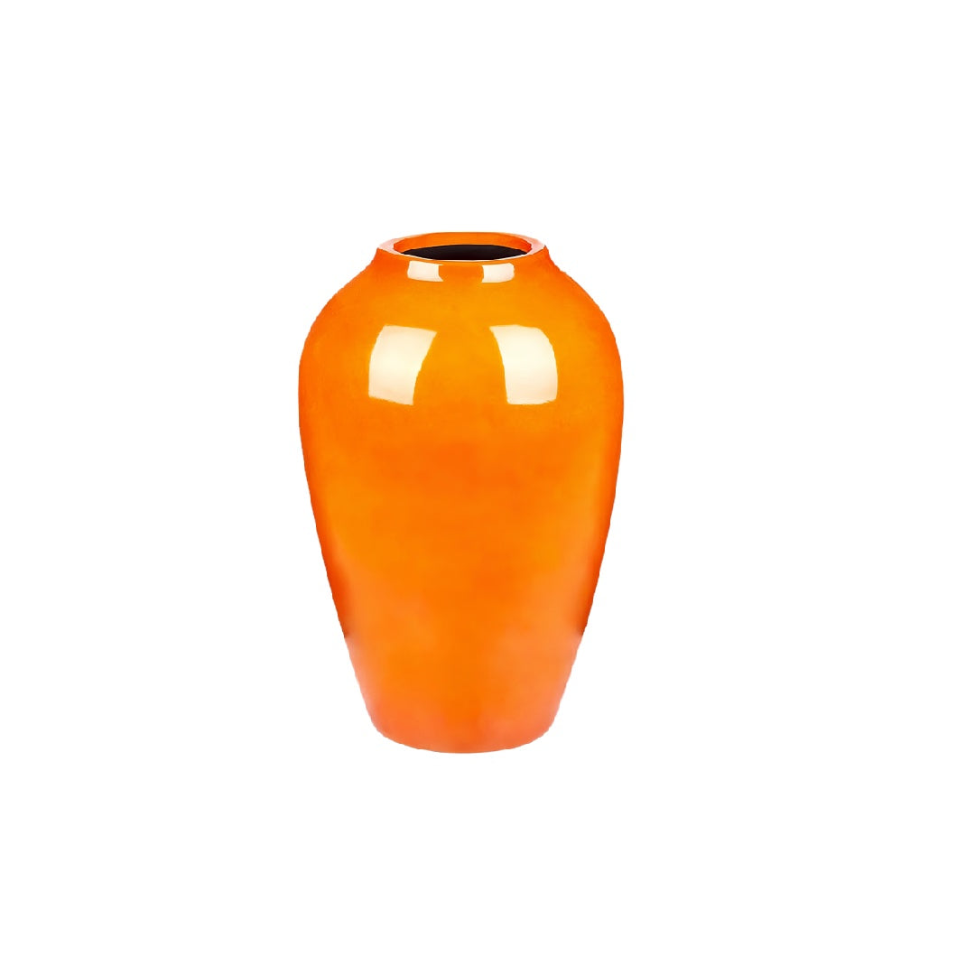 Modern Vibrant Orange Glazed Ceramic Vase - Contemporary High-Gloss Decorative Flower Pot