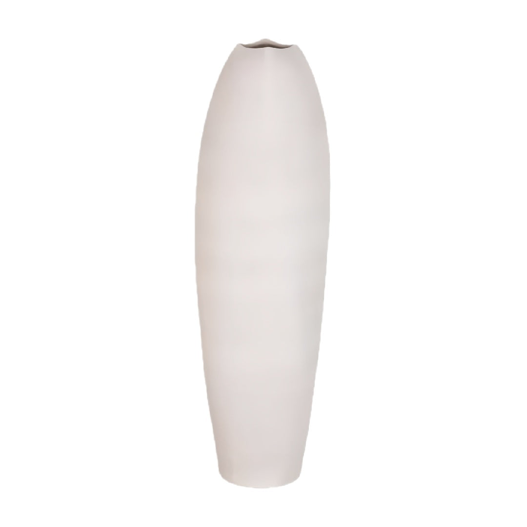 Modern Minimalist Matte White Tall Ceramic Vase - Sleek Decorative Floor or Table Vase